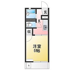 有東坂ヒルズ 1Kの間取図画像