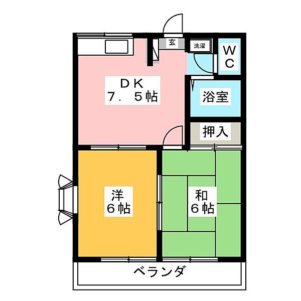 ホワイトビラ御門台 ｜静岡県静岡市清水区御門台(賃貸アパート2DK・2階・37.26㎡)の写真 その2