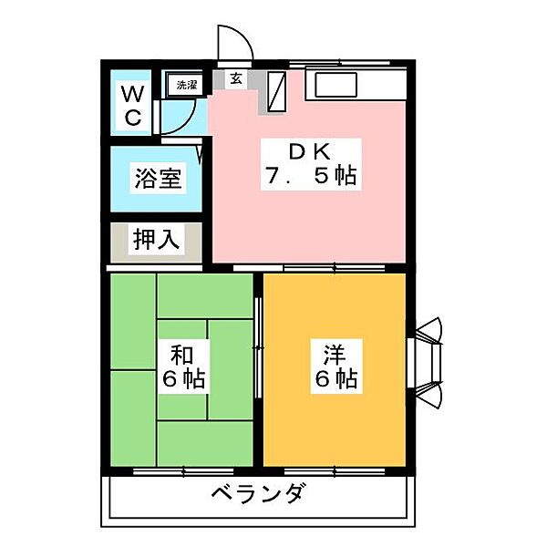 ホワイトビラ御門台 ｜静岡県静岡市清水区御門台(賃貸アパート2DK・2階・37.26㎡)の写真 その2