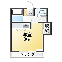 コーポベルフォール ワンルームの間取図画像