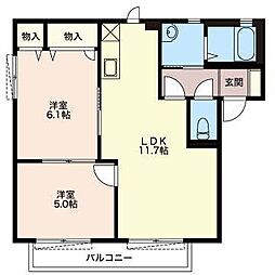 シャルム瀬名A 2LDKの間取図画像