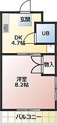 セイントフローレンス 1DKの間取図画像