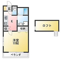 モン・サン・ミッシェル 1Kの間取図画像