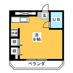 マロンハイツ ワンルームの間取図画像
