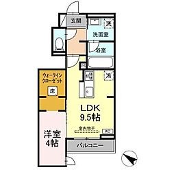 コンシェール草薙 1LDKの間取図画像