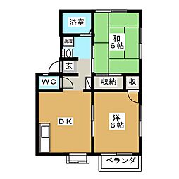 メゾンアムール 2DKの間取図画像