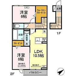 D-crest西奈 2LDKの間取図画像