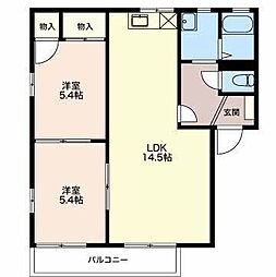 ヴェルドミール長崎B 2LDKの間取図画像