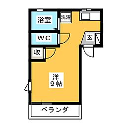 チェリーブロッサム ワンルームの間取図画像