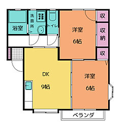 エクセルカンバーニュB 2DKの間取図画像
