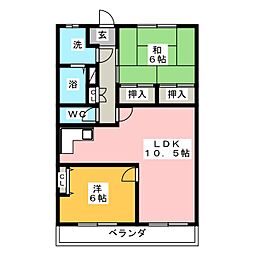 カーサ・デ・フォレスタ 2LDKの間取図画像