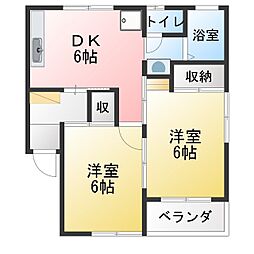 サニーハイツ橋本 2DKの間取図画像