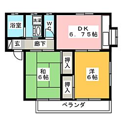 ハイツルーエ 2DKの間取図画像