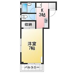 フィネスA 1Kの間取図画像