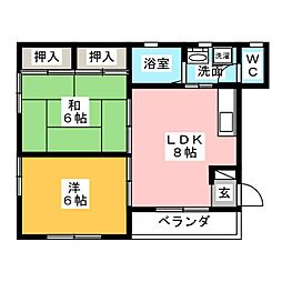 メゾンラフィーネ 2DKの間取図画像