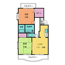 グレイス岩崎 2LDKの間取図画像