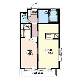 千春ビル 3階1LDKの間取り