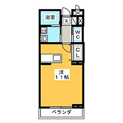 オーシャンヒルズ ワンルームの間取図画像