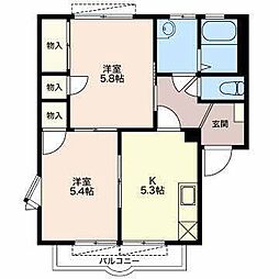 エクセレント新川 2DKの間取図画像