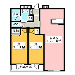 オラシオン新川 2LDKの間取図画像
