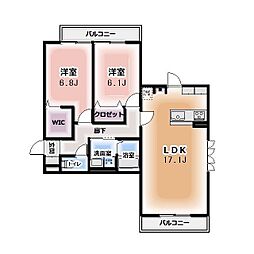 Komorebi Garden中田本町A 2LDKの間取図画像