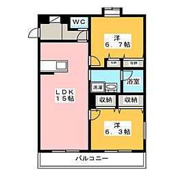 オラシオン新川 2LDKの間取図画像