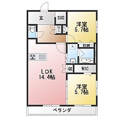 仮)リバブル富士見台 2LDKの間取図画像