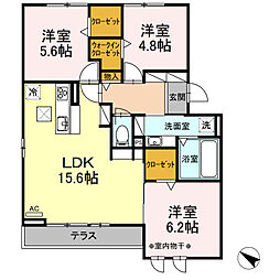 ドルチェ南八幡B 3LDKの間取図画像