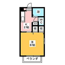 メモリーみずほ 1Kの間取図画像
