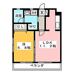 blanc 1LDKの間取図画像