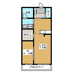 オラシオン八幡 1LDKの間取図画像