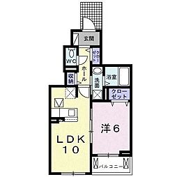 AFCレジデンス・登呂A 1LDKの間取図画像
