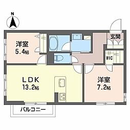 クオリスタ 2LDKの間取図画像
