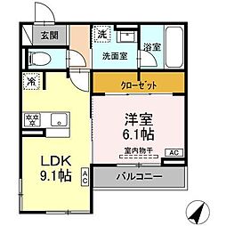 D crest八幡4丁目 1LDKの間取図画像
