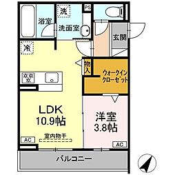 D crest八幡4丁目 1LDKの間取図画像
