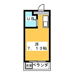 プチハイツ八幡B ワンルームの間取図画像