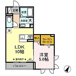 ソレイユ 1LDKの間取図画像