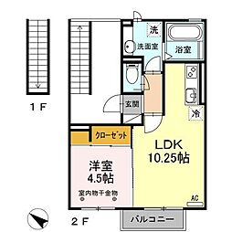 プラムフィールド西脇 1LDKの間取図画像