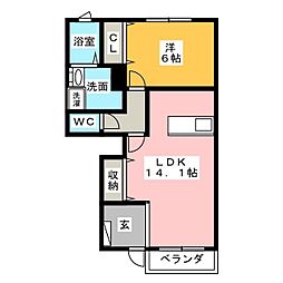 オランジュ 1LDKの間取図画像