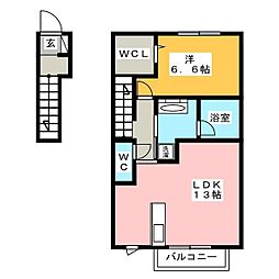 プランドールU 1LDKの間取図画像