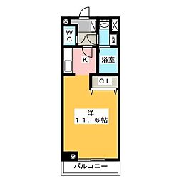 ベルクラール ワンルームの間取図画像