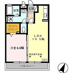 ラグランゼ大谷 1LDKの間取図画像