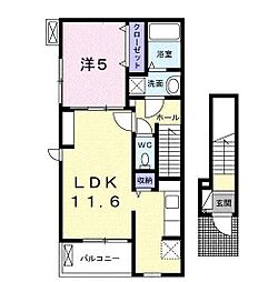 ムーンエレガンス 1LDKの間取図画像
