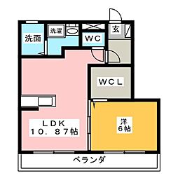 アバンサール 1LDKの間取図画像