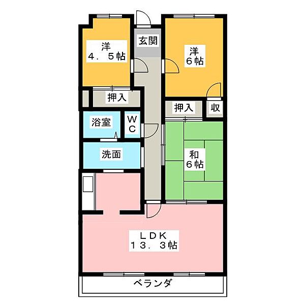 ヴィーブル東若林 ｜静岡県浜松市中央区東若林町(賃貸マンション3LDK・4階・69.04㎡)の写真 その2