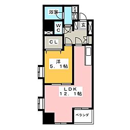 LaurelCourt田町 1LDKの間取図画像