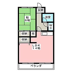 キャトルセゾン 1LDKの間取図画像