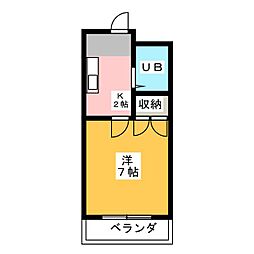 上島コモンコートD 1Kの間取図画像