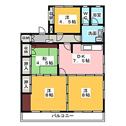 レジデンス藤 4DKの間取図画像