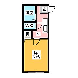 コーポ星ケ丘 1Kの間取図画像